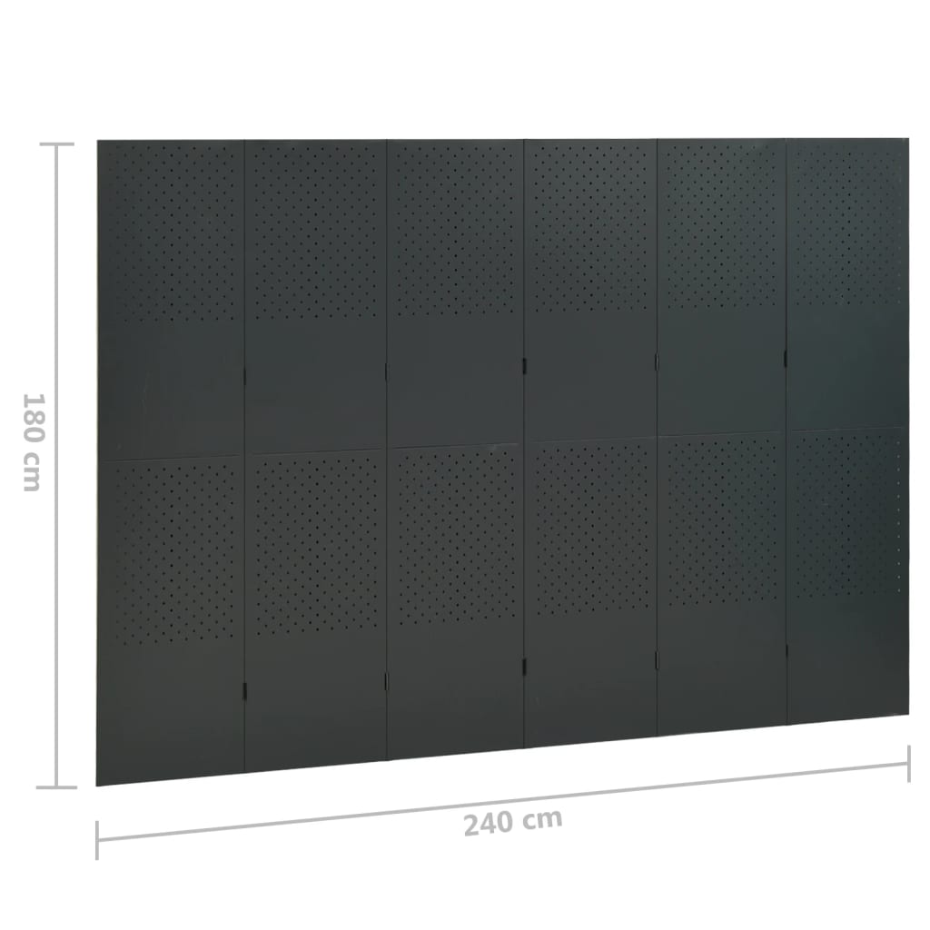 vidaXL 6-панелни паравани за стая, 2 бр, антрацит, 240x180 см, стомана
