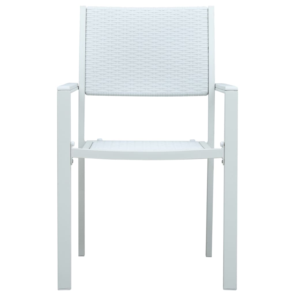 vidaXL Градински столове, 4 бр, бели, пластмасов ратан