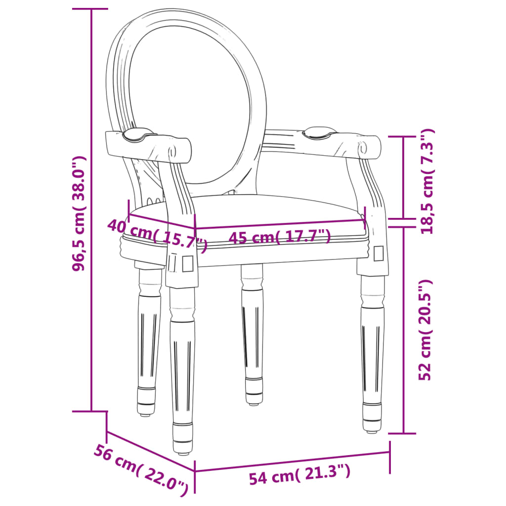 vidaXL Трапезен стол черен 54x56x96,5 см кадифе