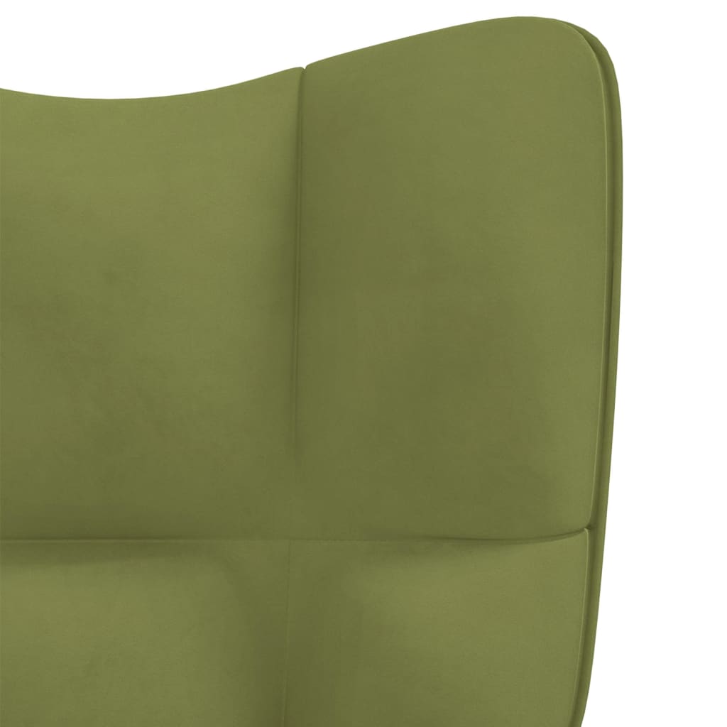 vidaXL Релаксиращ стол с табуретка, светлозелен, кадифе