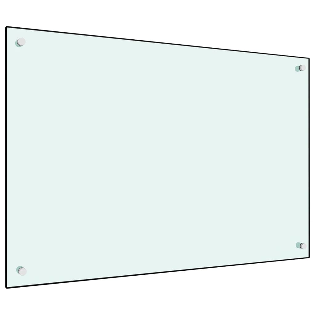 vidaXL Кухненски гръб, бял, 90x60 см, закалено стъкло