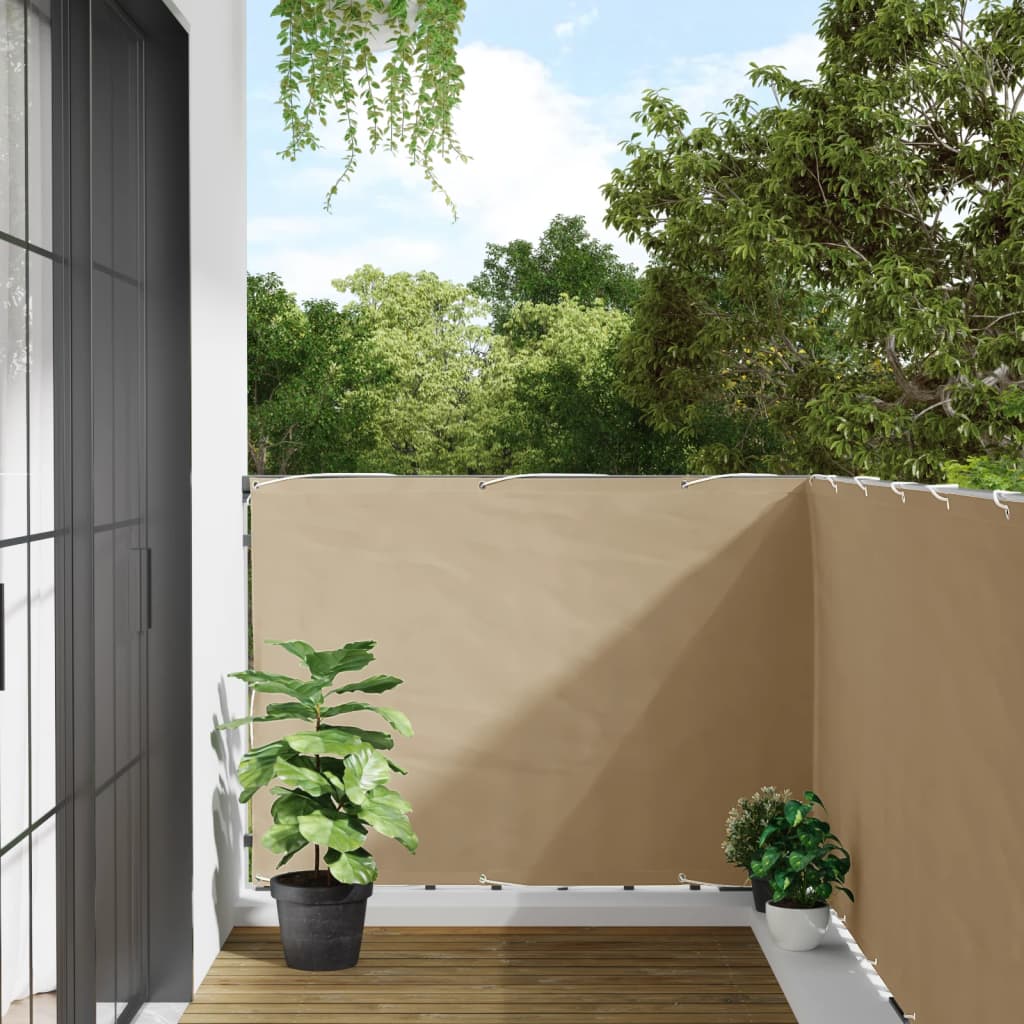 vidaXL Балконски параван, бежов, 120x600 см, оксфорд плат