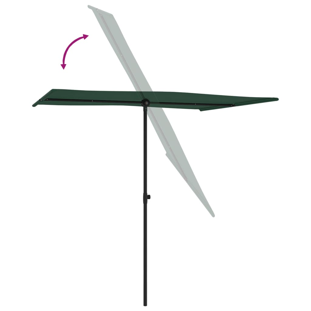 vidaXL Градински чадър с алуминиев прът, 2x1,5 м, зелен