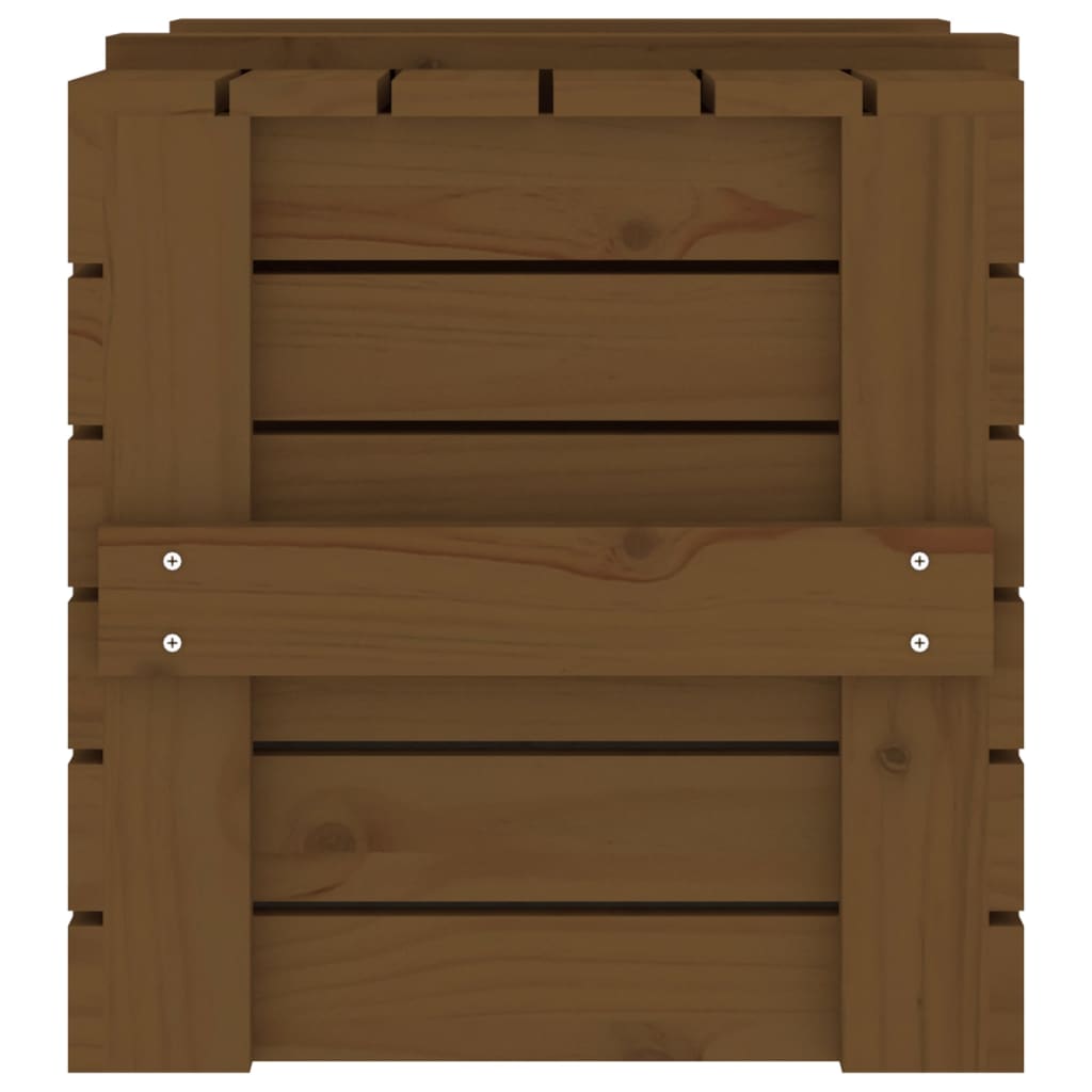 vidaXL Кутия за съхранение, меденокафява, 58x40,5x42 см, бор масив