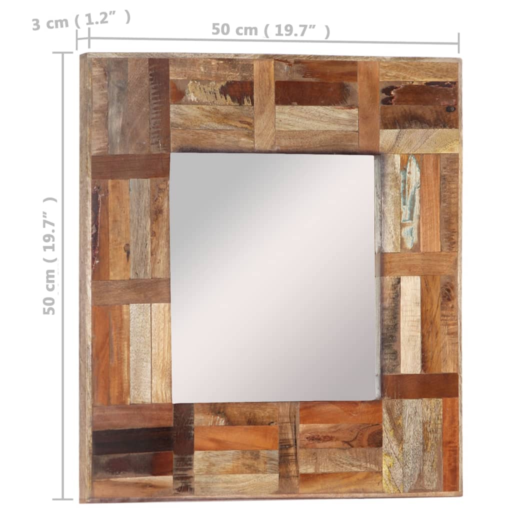 vidaXL Стенно огледало, регенерирано дърво масив, 50x50 см