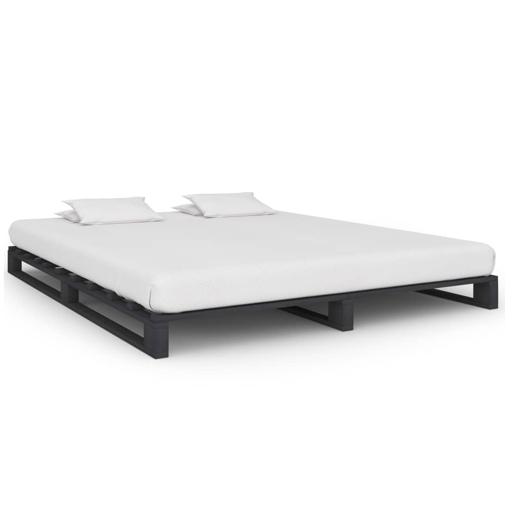 vidaXL Палетна рамка за легло, сива, бор масив, 160х200 см