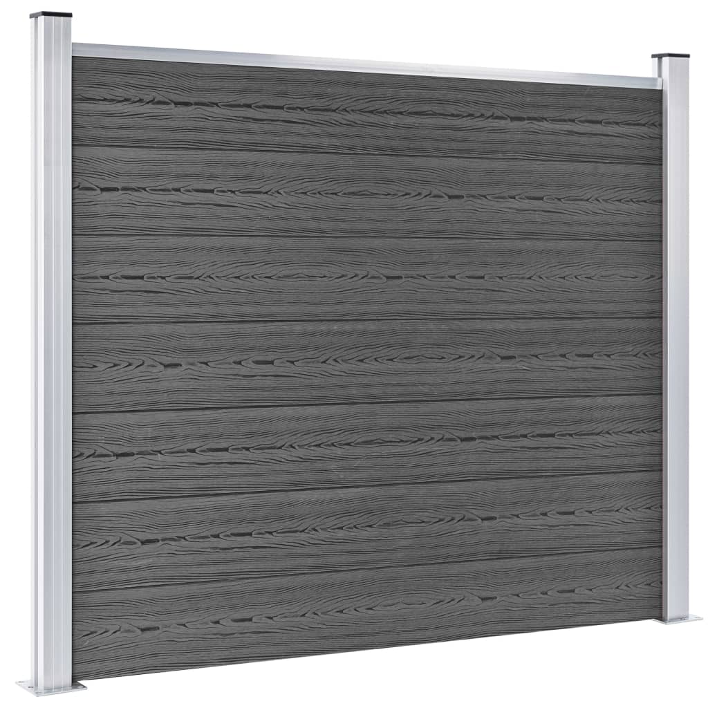 vidaXL Комплект оградни панели, WPC, 526x146 см, черен