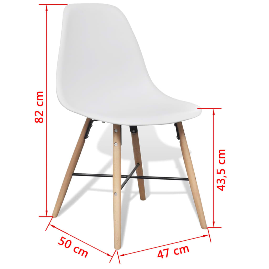 vidaXL Трапезни столове, 2 бр, бели, пластмаса
