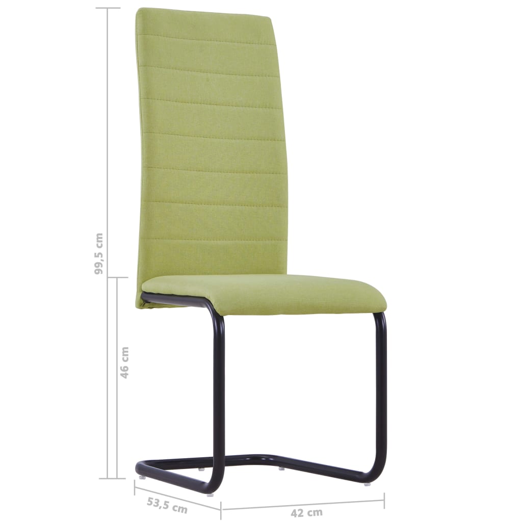vidaXL Конзолни трапезни столове, 4 бр, зелени, текстил