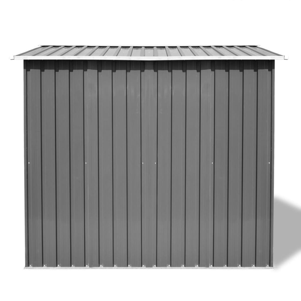 vidaXL Градинска барака за съхранение, сива, метал, 257x205x178 см