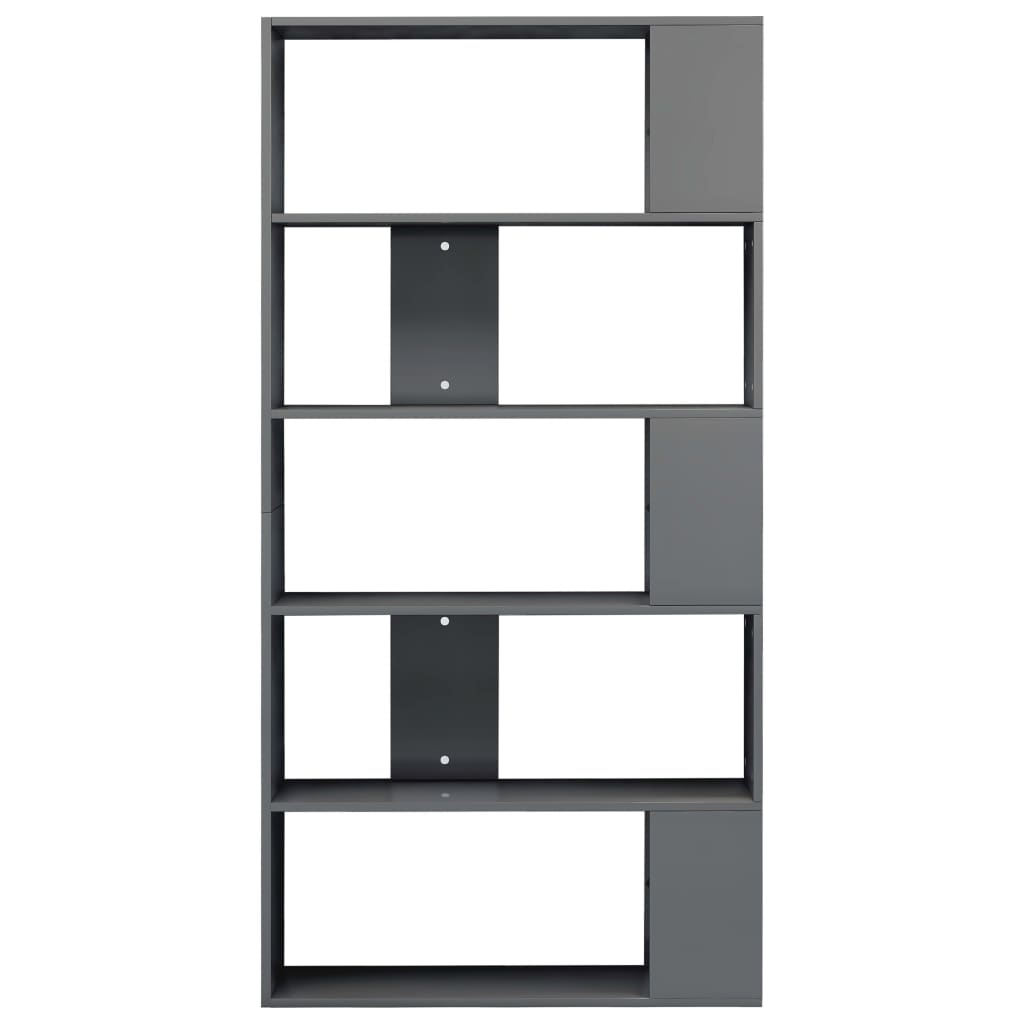 vidaXL Библиотека/разделител за стая, сив гланц, 80x24x159 см