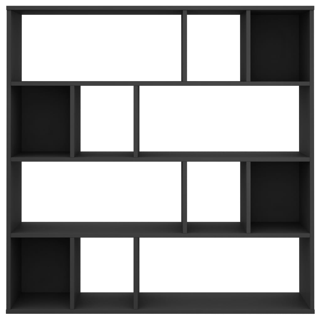 vidaXL Разделител за стая/библиотека, черен, 110x24x110 см, ПДЧ