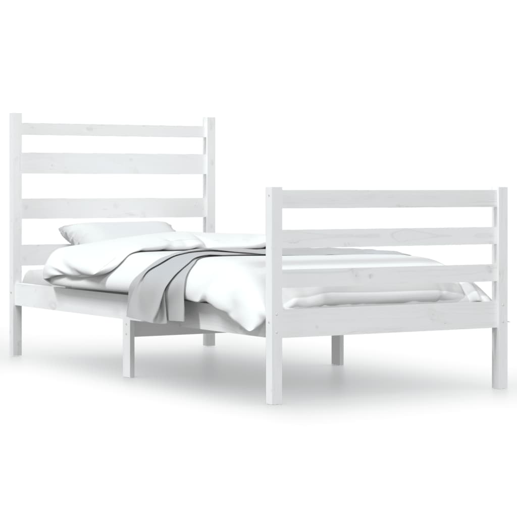 vidaXL Рамка за легло, бор масив, 90x200 см, бяла