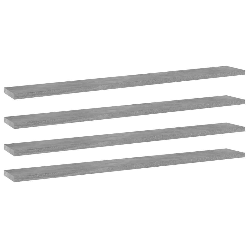vidaXL Рафтове за етажерка, 4 бр, бетонно сиви, 80x10x1,5 см, ПДЧ