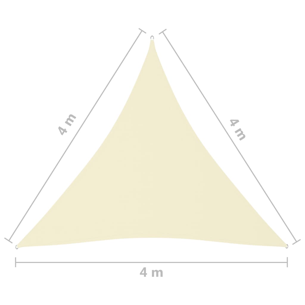 vidaXL Платно-сенник, Оксфорд плат, триъгълно, 4x4x4 м, кремаво