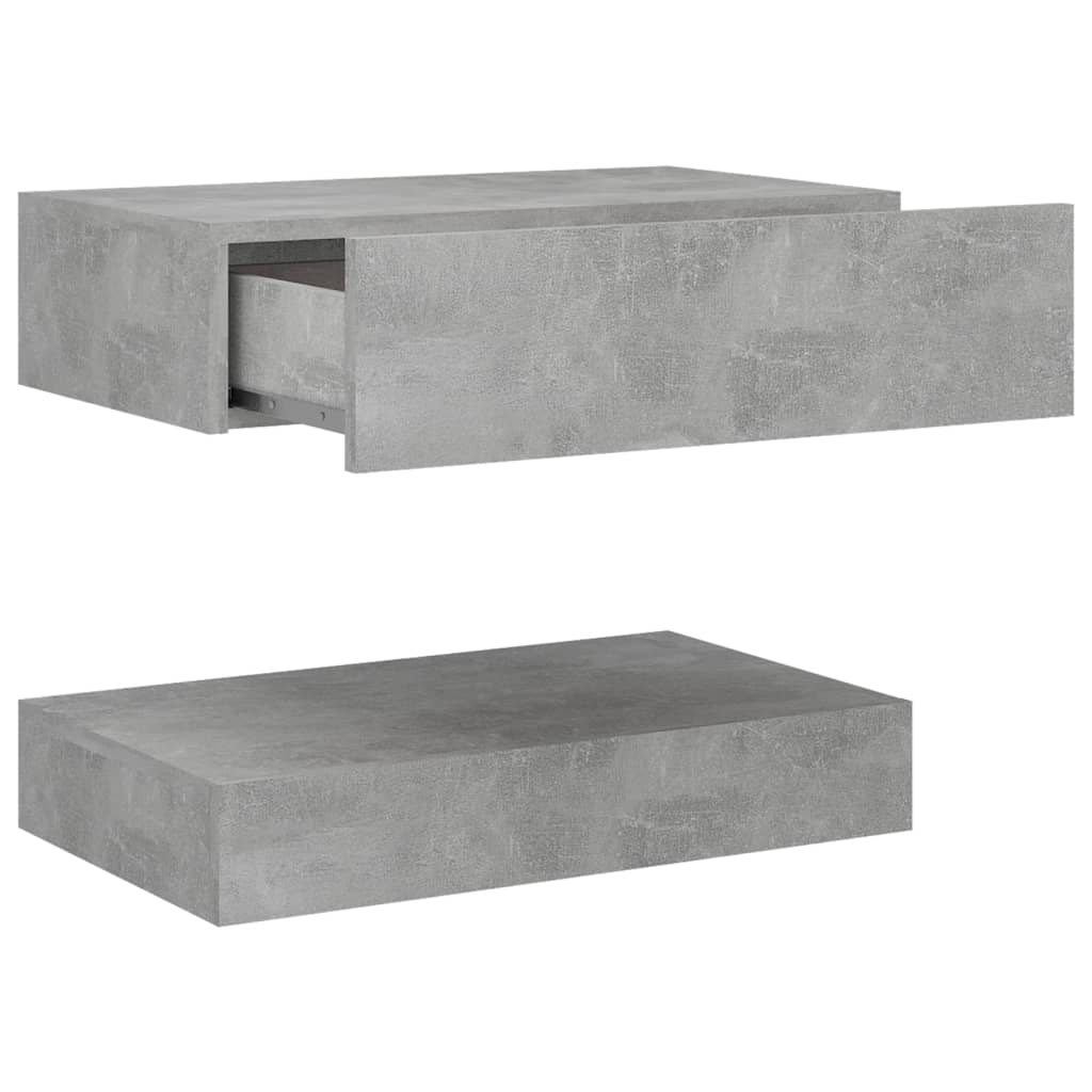 vidaXL Нощно шкафче, бетонно сиво, 60x35 см, ПДЧ