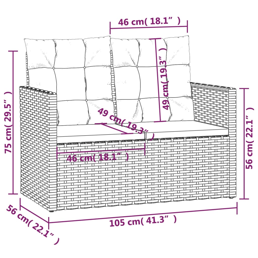 vidaXL Лаундж комплект за двор с възглавници 4 части полиратан черен