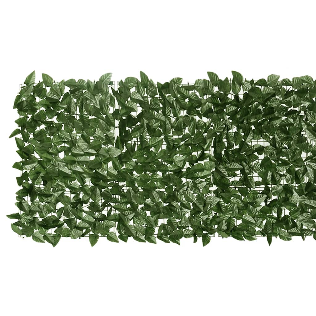 vidaXL Балконски параван с тъмнозелени листа, 600x75 см