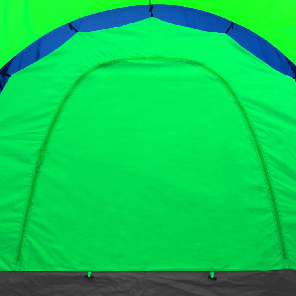 vidaXL Къмпинг палатка, текстил, 9-местна, синьо и зелено