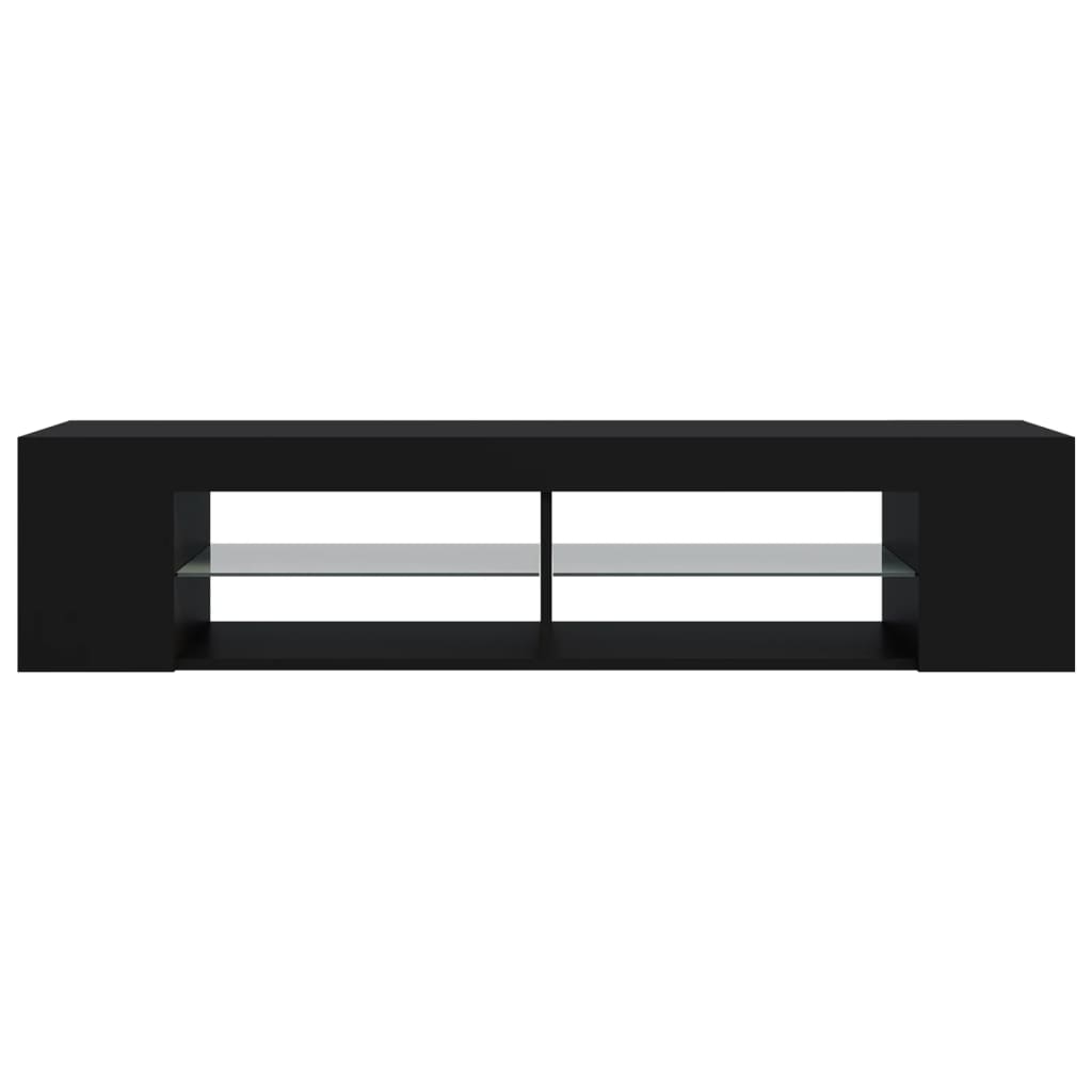 vidaXL ТВ шкаф с LED осветление, черен, 135x39x30 см