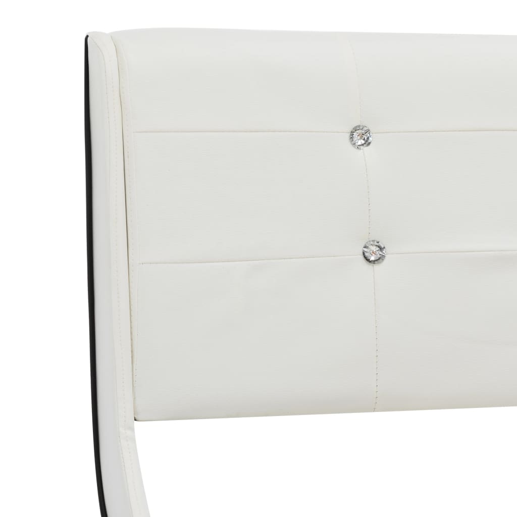 vidaXL Легло с матрак, бяло, изкуствена кожа, 160x200 cм