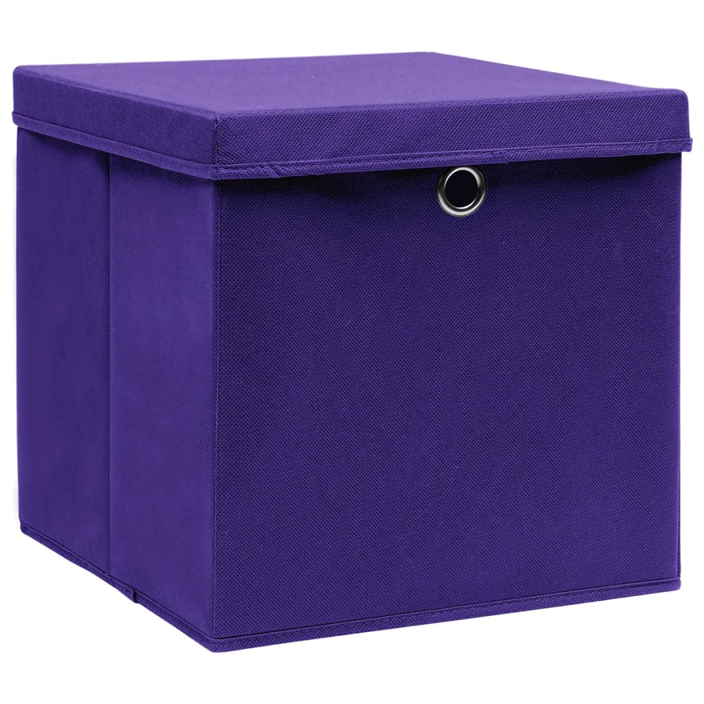 325212 vidaXL Storage Boxes with Covers 4 pcs 28x28x28 cm Purple