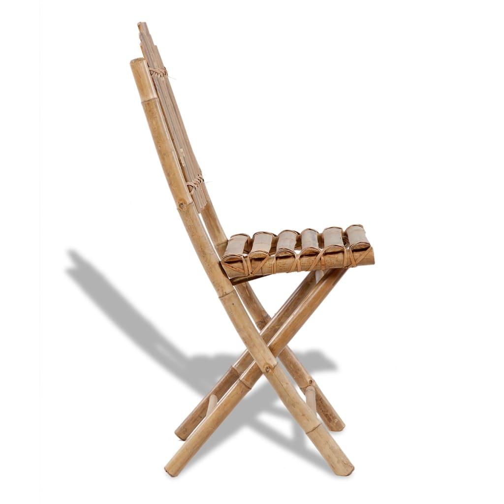 vidaXL Сгъваеми градински столове, 2 бр, бамбук