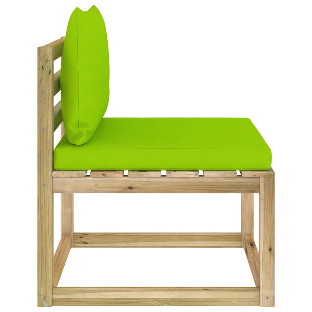 vidaXL Градински среден диван с възглавници бор със зелена импрегнация