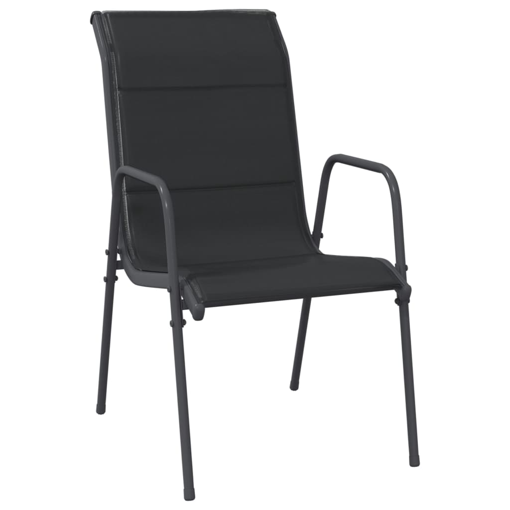 vidaXL Градински столове, 2 бр, стомана и textilene, черни