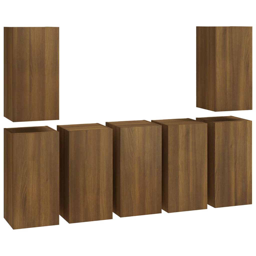 vidaXL ТB шкафове, 7 бр, кафяв дъб, 30,5x30x60 см, инженерно дърво