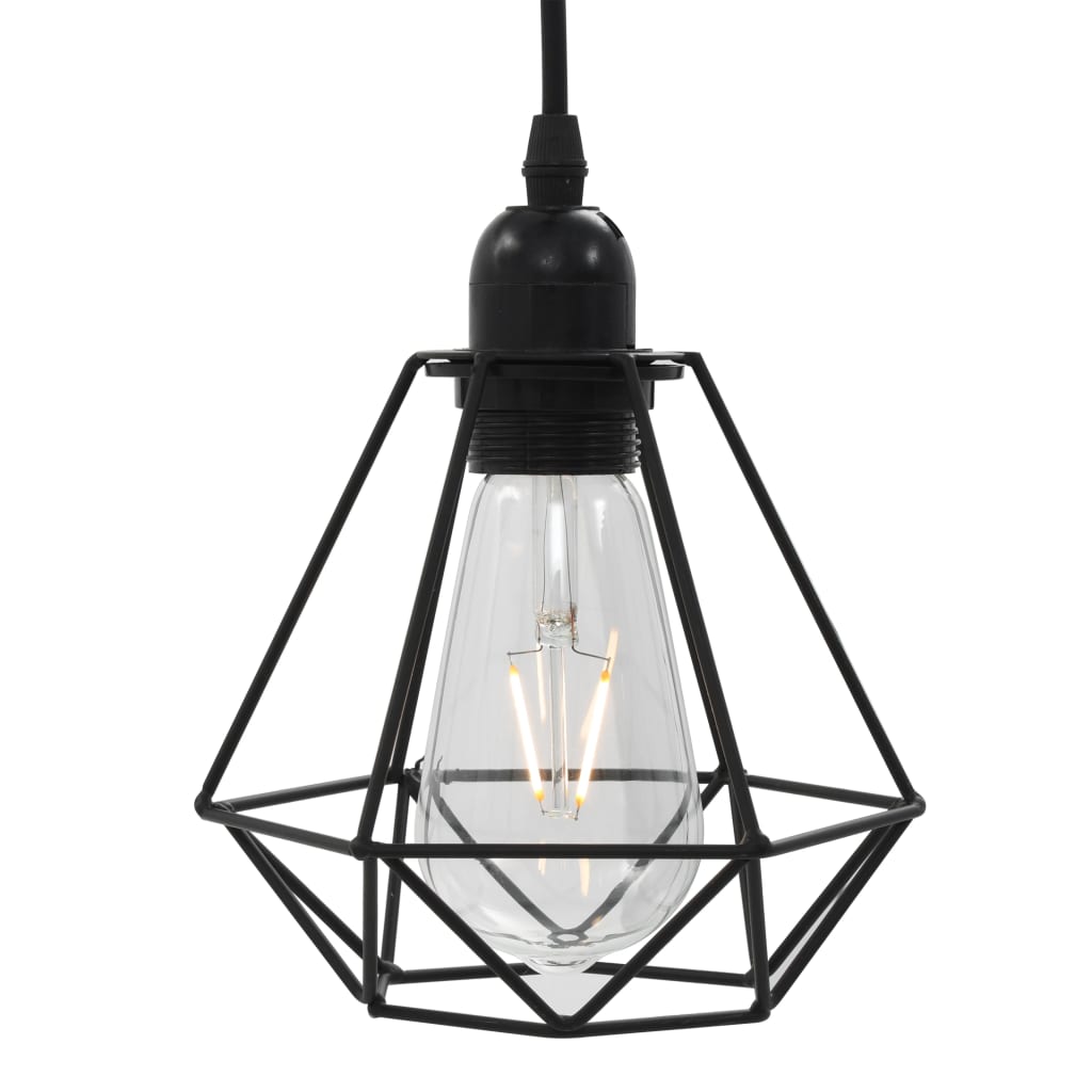 vidaXL Таванна лампа с дизайн на диаманти, черна, 3 x E27 крушки
