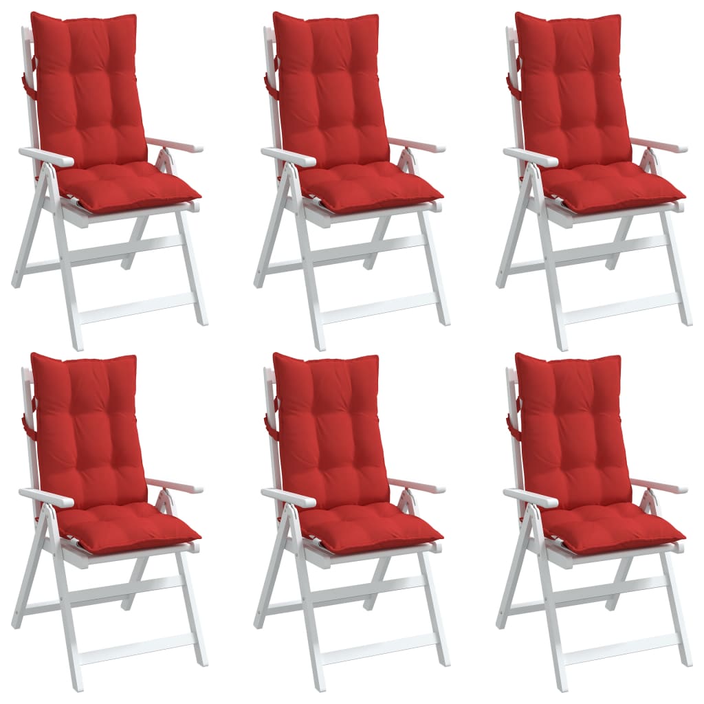 vidaXL Възглавници за столове с облегалка 6 бр червени Оксфорд плат