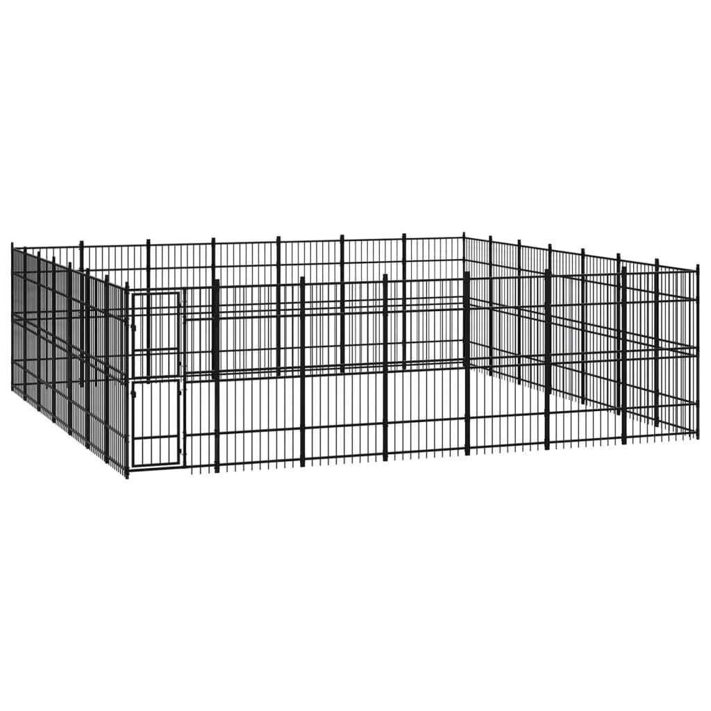 vidaXL Дворна клетка за кучета, стомана, 45,16 м²
