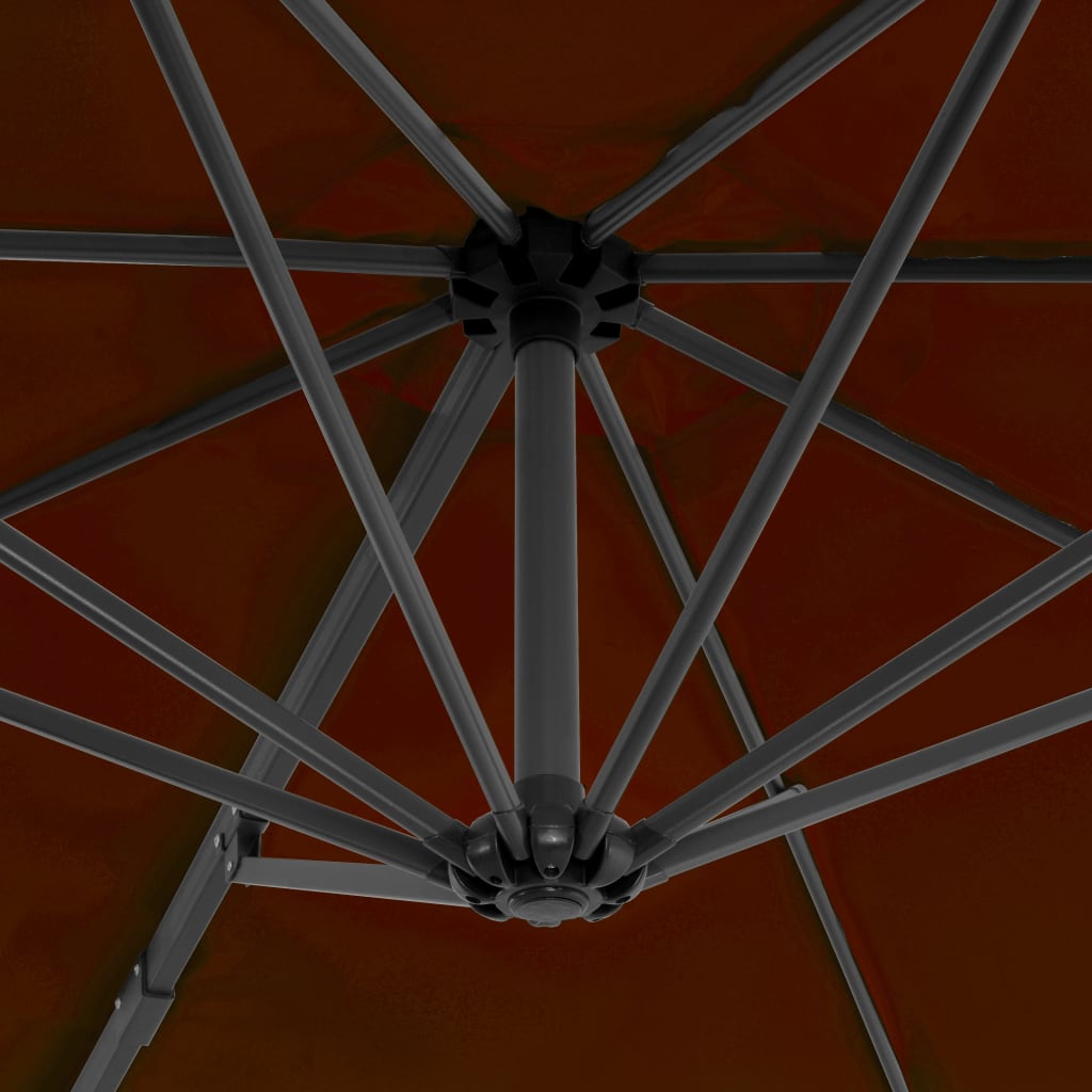 vidaXL Градински чадър чупещо рамо алуминиев прът теракота 300 см