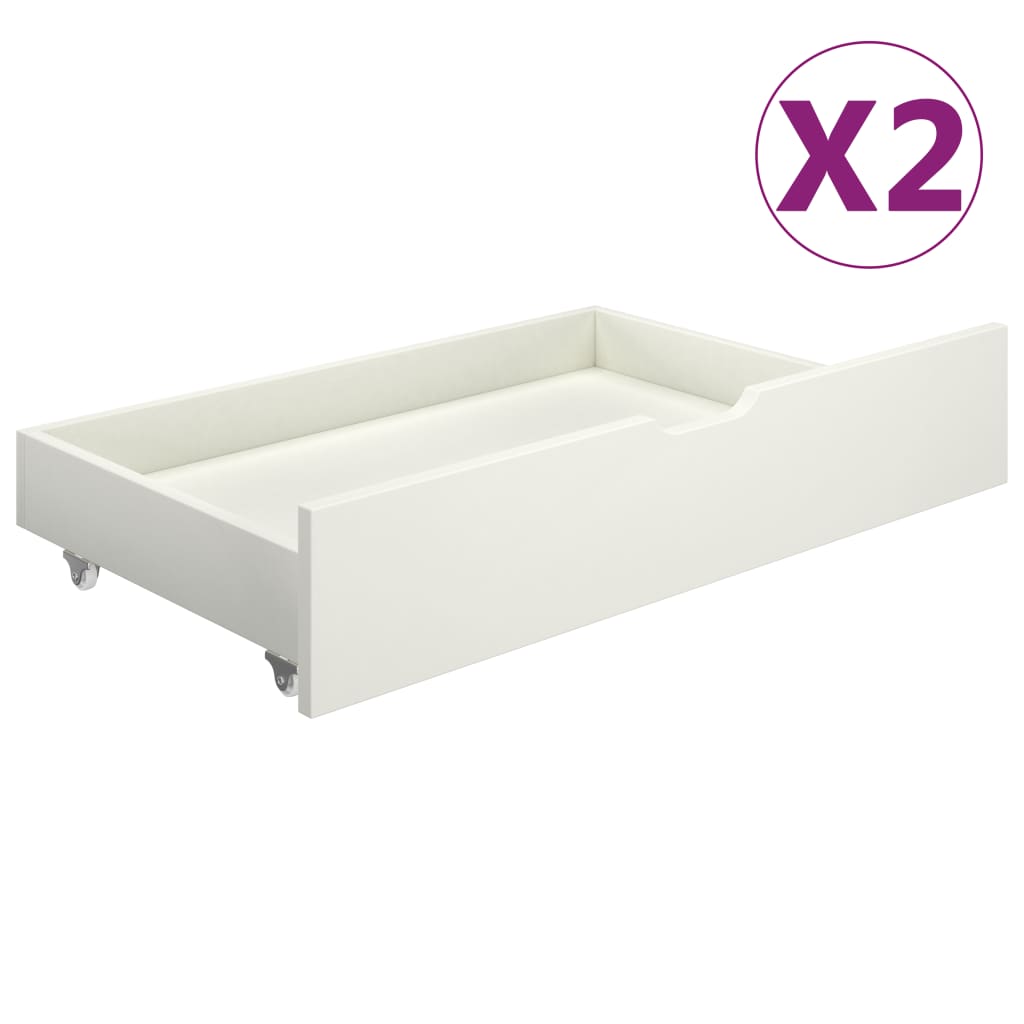 vidaXL Рамка за легло с 2 чекмеджета, бяла, бор масив, 140x200 см