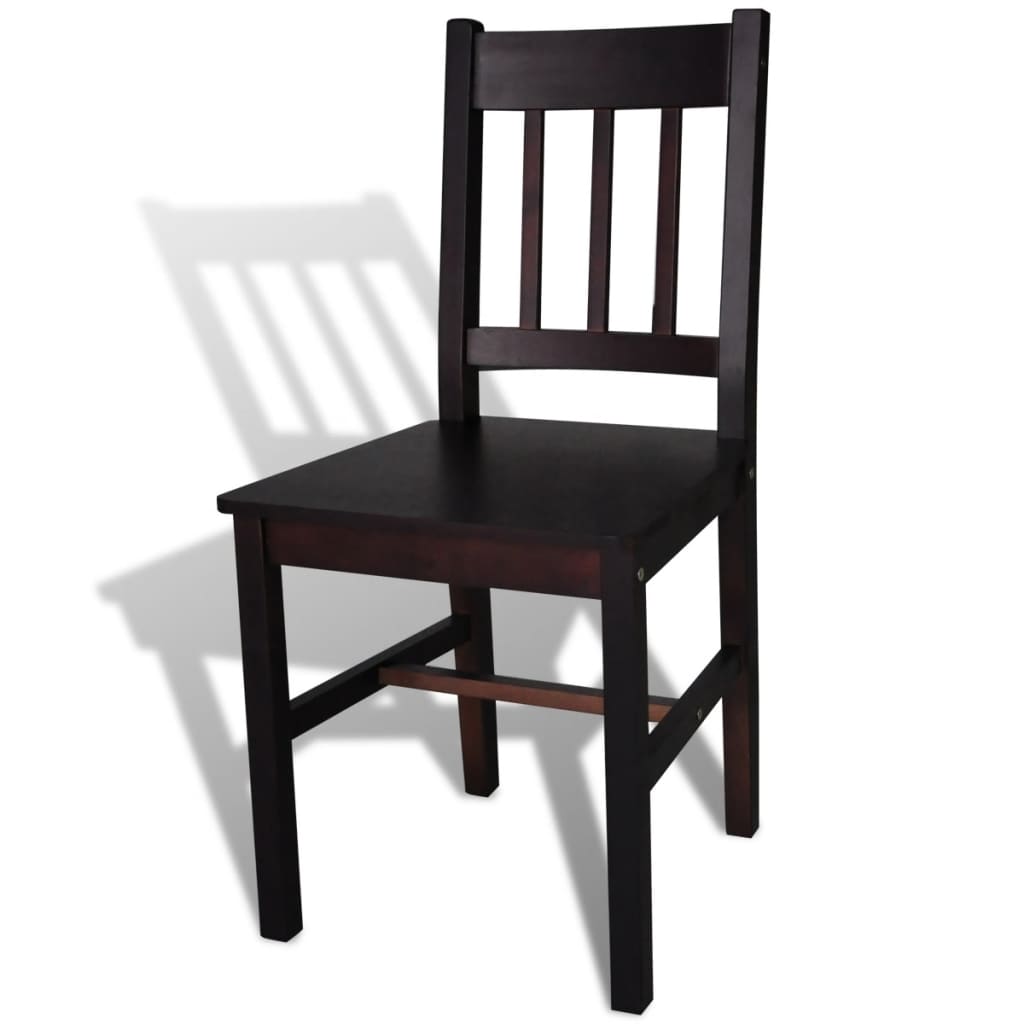 vidaXL Трапезни столове, 2 бр, тъмнокафяви, борова дървесина