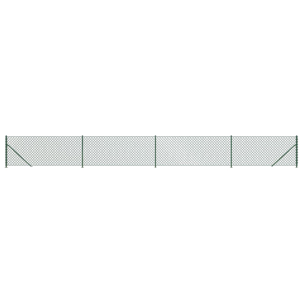 vidaXL Плетена оградна мрежа с фланец, зелена, 1x10 м