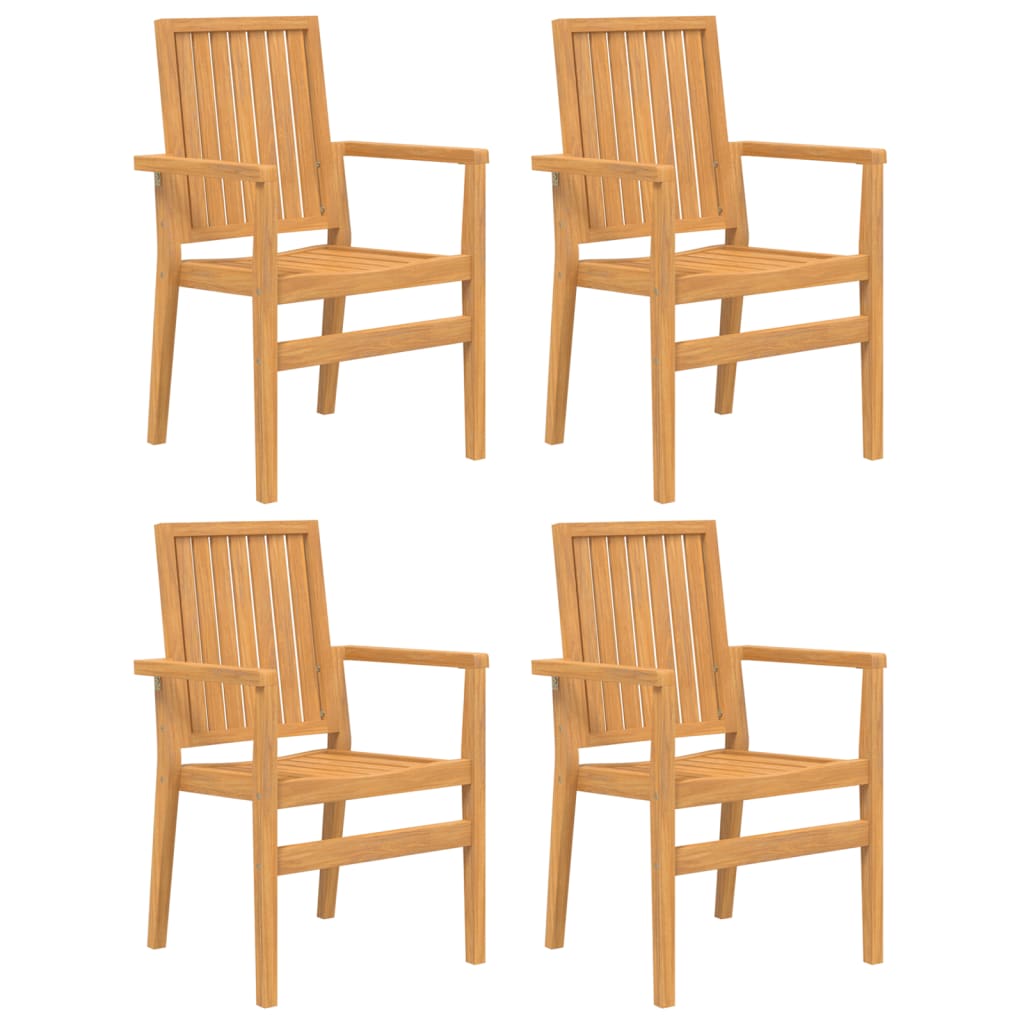vidaXL Стифиращи градински столове 4 бр 56,5x57,5x91 см тик масив