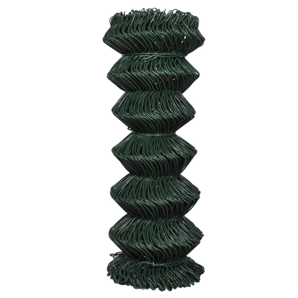 vidaXL Плетена оградна мрежа, стомана, 1x15 м, зелена