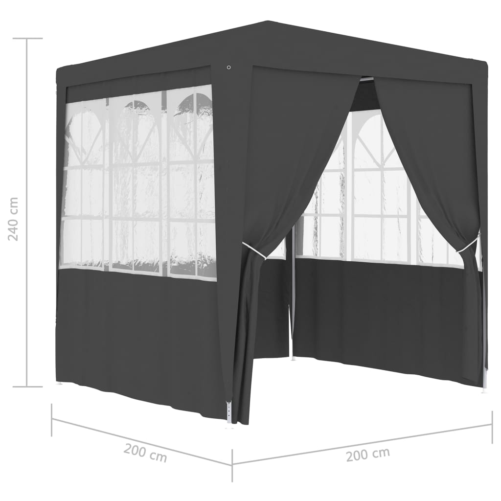 vidaXL Професионална парти шатра със стени 2x2 м антрацит 90 г/м²