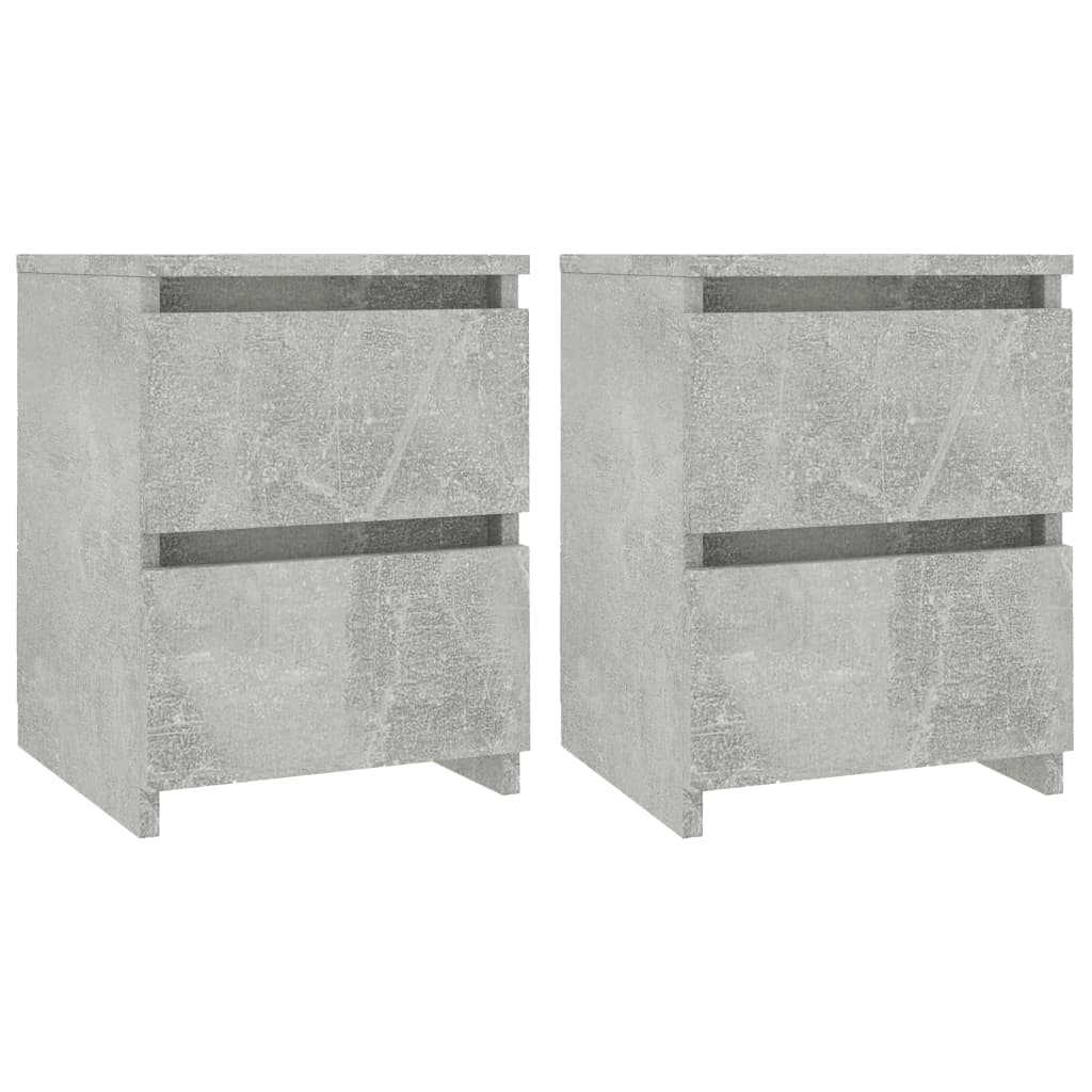 vidaXL Нощни шкафчета, 2 бр, бетонно сиво, 30x30x40 см, ПДЧ