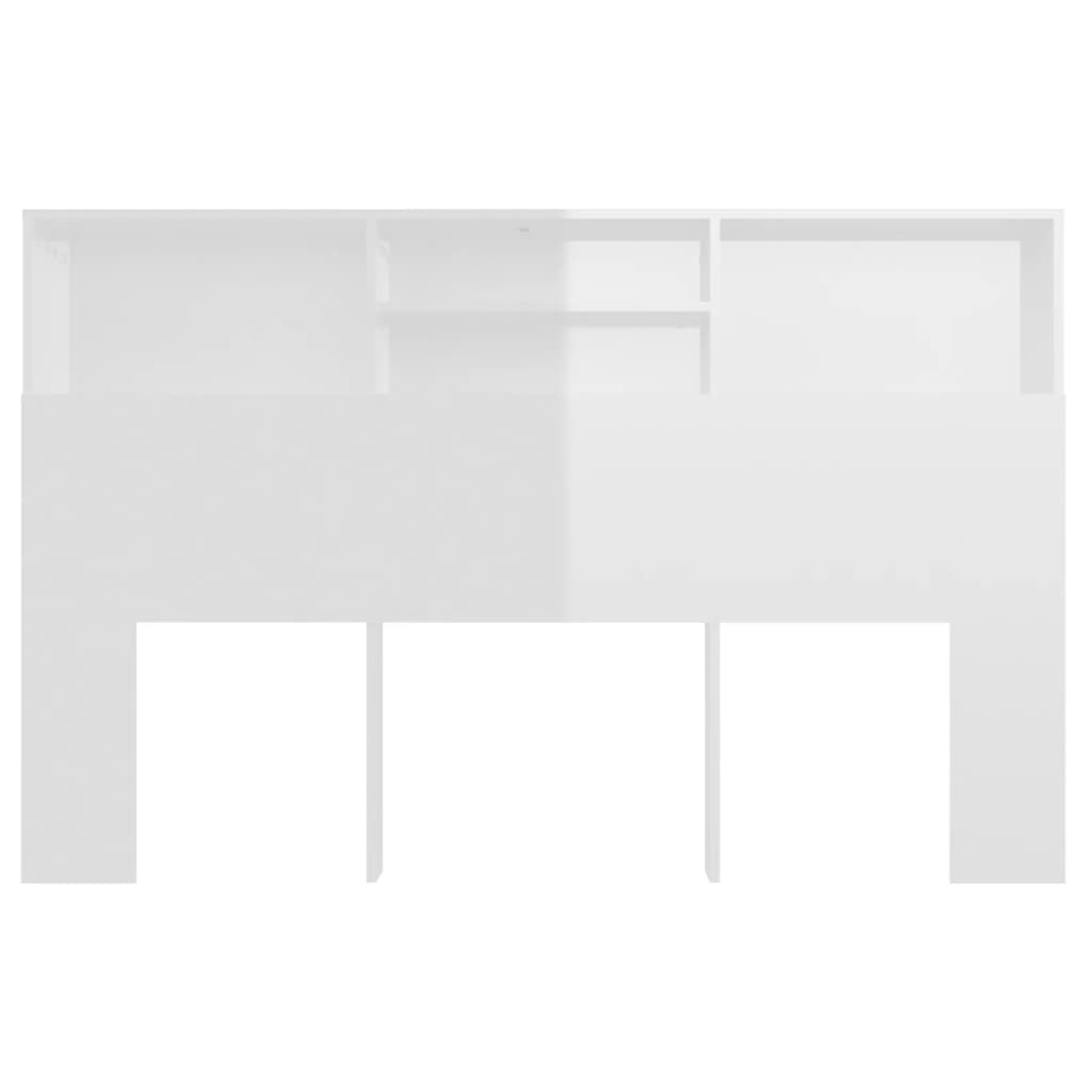vidaXL Табла за легло тип шкаф, бял гланц, 160x19x103,5 см