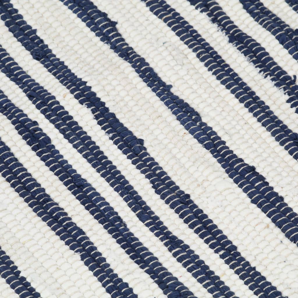 vidaXL Ръчно тъкан Chindi килим, памук, 200x290 см, синьо и бяло