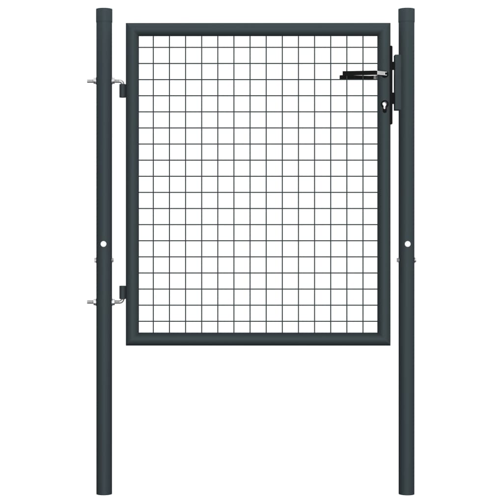 vidaXL Мрежеста градинска врата, поцинкована стомана, 100x125 см, сива