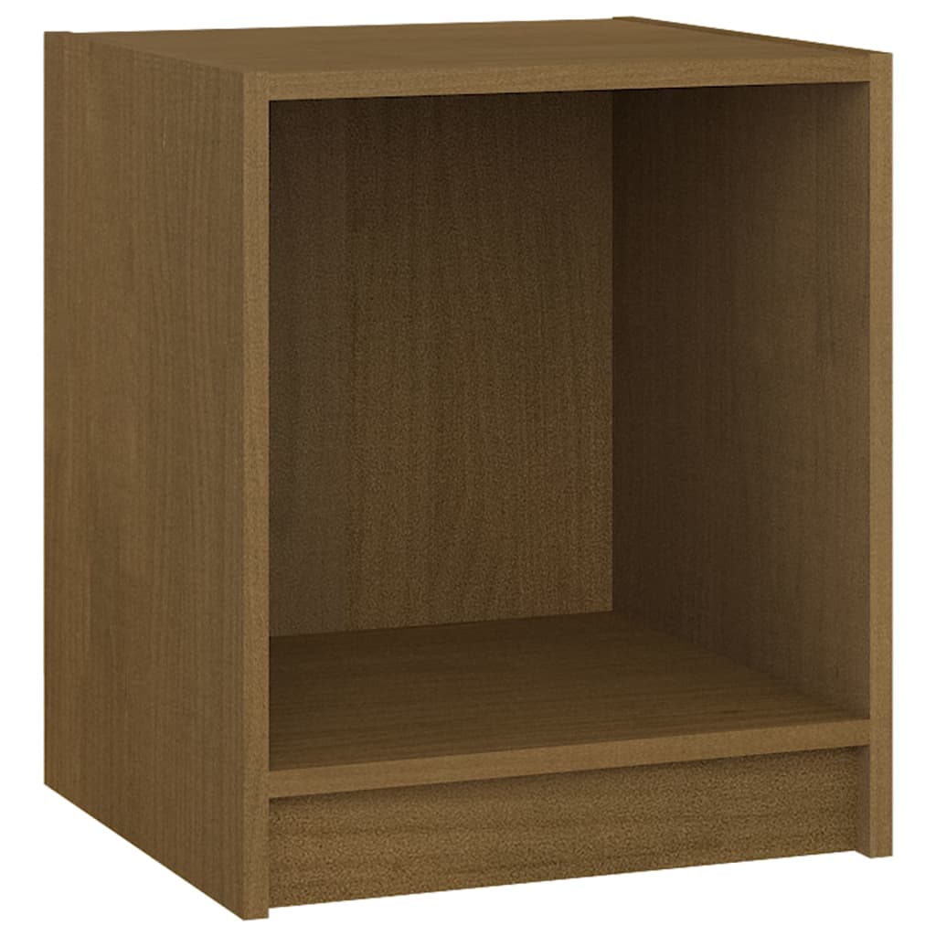 vidaXL Нощно шкафче, меденокафяво, 35,5x33,5x41,5 см, бор масив