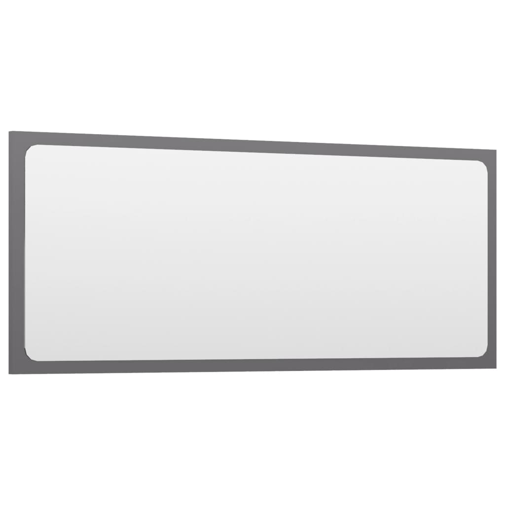 vidaXL Огледало за баня, сив гланц, 90x1,5x37 см, ПДЧ