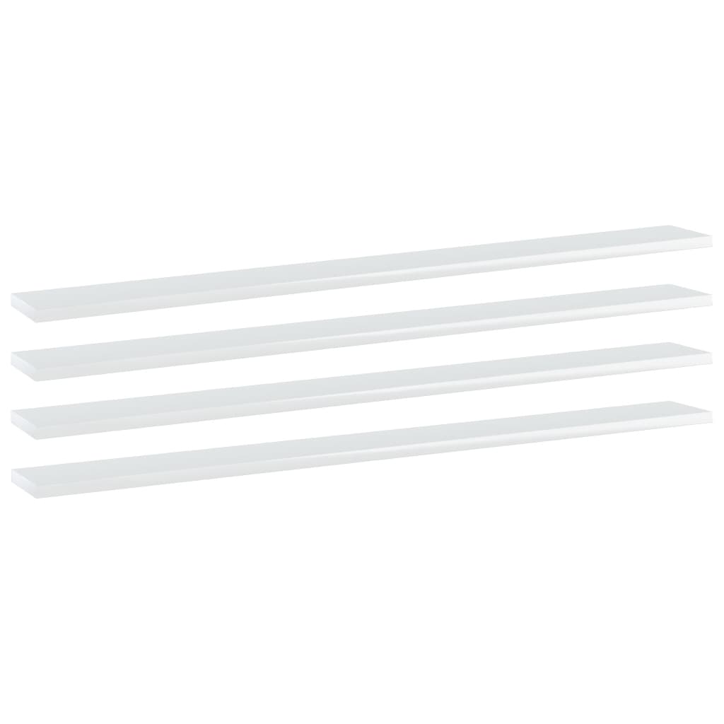 vidaXL Рафтове за етажерка, 4 бр, бял гланц, 100x10x1,5 см, ПДЧ