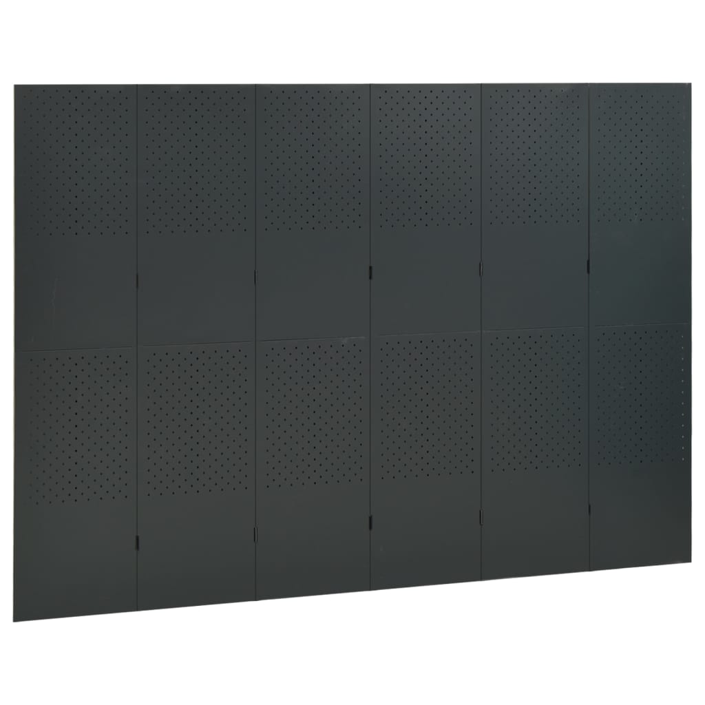 vidaXL 6-панелни паравани за стая, 2 бр, антрацит, 240x180 см, стомана
