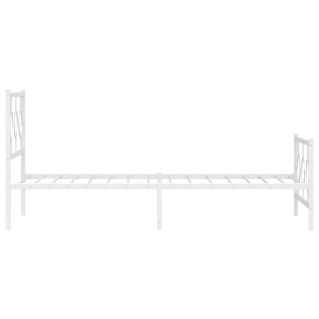 vidaXL Метална рамка за легло с горна и долна табла, бяла, 100x200 см