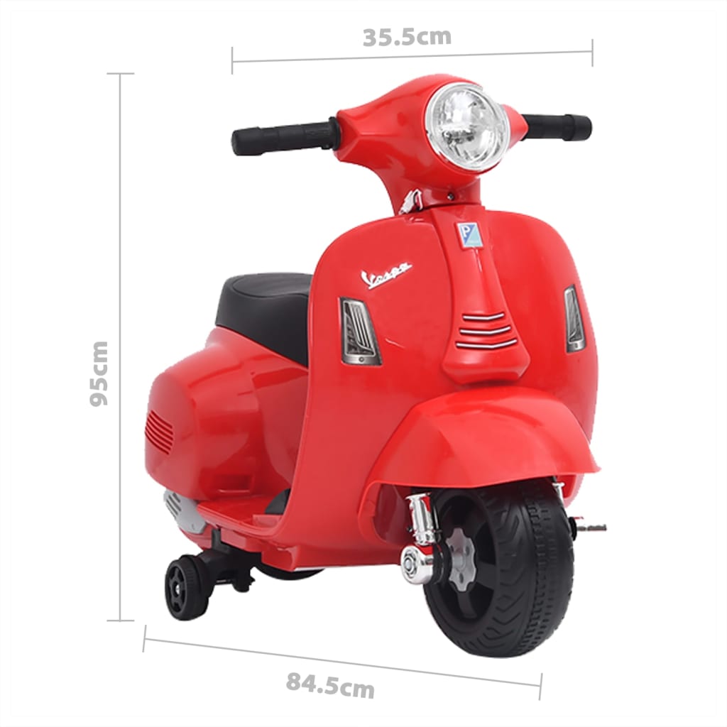 vidaXL Електрическа играчка мотоциклет Vespa GTS300, червен